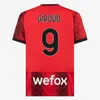 23 24 GIROUD PULISIC Voetbalshirts volwassenen 2023 2024 REBIC THEO REIJNDERS KESSIE DE KETELAERE RAFA voetbalshirts speler heren kinderkit Uniformi MILANS