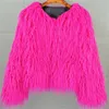 Women's Fur Faux Fur women's fur coat Colorful Furry Pink lamb wool faux fur coat female Shaggy sheepskin coat winter artificial fur jacket 230920