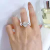 Cluster Rings Spring Qiaoer 925 Sterling Silver 9 11mm Crushed Cut White Sapphire Gemstone Engagement Ring for Women Fine SMEEXCHITS Gifts