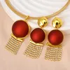 Halsband örhängen Set Tassel Copper Pendant For Women Golden Plated Gold Color Fashion Jewerly Wedding Presenttillbehör