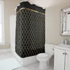 Shower Curtains Elegant black and gold leaf seamless pattern chevron striped shower curtain bathroom curtain with hook bathroom curtains 230920