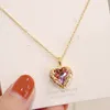 Pendant Necklaces DIEYURO 316L Stainless Steel Beautiful Love Heart Amethyst Gold Shiny Temperament Gift Women Jewelry Wear Everyday 230919
