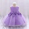 Robes d'été en Tulle bouffantes pour petites filles, tenue de princesse avec nœud, pour anniversaire, fête de mariage, tenue de soirée