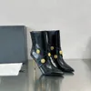 Balmais Designer Boots Women High Heel Fashion Boot Back Rits Leer Fine Strap Cross Rivet Decoration Pointed Toe Casual Work Boot Classic Ankle Boots Maat 35-41