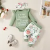 Clothing Sets born Baby Girl Clothes Set Long Sleeve Letter Printing Romper Floral Pants Outfits Autumn Spring 12 Months 230919