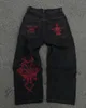 Jeans pour hommes Y2K Jeans Harajuku rétro crâne graphique Baggy Jeans pantalon noir hommes Punk Rock Hip Hop gothique pantalon large Streetwear 230920