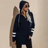 Women's Hoodies 2023 Autumn Winter Wish Loose Long Sleeve Hoodie Sweatshirt med Cap Black Fashion Top