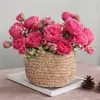 Bouquet de pivoines en soie Rose 30cm, fleur artificielle, 5 grandes têtes, 4 petits bourgeons, décoration de maison de mariage pour mariée, artificielle GC2315