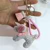 Luxe strass chiens porte-clés animaux de bande dessinée chien poupées sac porte-clés porte-monnaie voiture porte-clés cadeau pour les femmes Christm3001