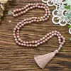 Colares Pingente 8mm Natural Rhodochrosite Atado 108 Beads Japa Mala Colar Meditação Yoga Bênção Saúde Jóias Mulheres Cha309M