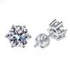 Classic Design Six Claws Studs Arets de Plata 925 Sterling Silver VVS Moissanite Diamond Fashion Jewelry Earring