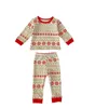 Kläderuppsättningar 7775 Baby Set Home Suit 2023 Autumn Classic Christmas Red Girl's Green and Snowflake Tryckt två bitar