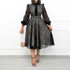 Plus size Dresses plus Lace Patchwork See Through Full Sleeve Office Ladies High Waist Shirt Evening Party Occasion A Line Midi 230920