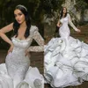 2021 Luxury Ruffles Mermaid Wedding Dresses Plus Size One Shoulder Chapel Train Gorgeous Bridal Gowns Nigerian Arabic Marriage Dre231t