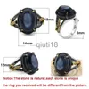 Band Rings Wedding Rings Solid 925 Sterling Silver Men Ring s Natural Agate Stone Parallel Zebra Line Black CZ Punk Style for Turkey 230712 x0920