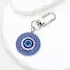 S3784 Modeschmuck Harz Evil Eye Anhänger Schlüsselanhänger aushöhlen geometrisches rundes Herz Strass blaue Augen Schlüsselanhänger