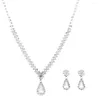 Necklace Earrings Set Accessory 1 Stylish Korean Style Sparkling Jewelry Lady Bridal Geometric For Prom