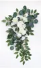 Decorative Flowers White Silk Runners Row Floral Artificial Flower Table Runner Wedding Arch For Decoration