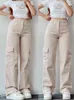 Pantalons Femme Capris Y2K femmes Vintage Cargo pantalon Streetwear Techwear coréen Harajuku Parachute pantalon Beige pantalons de survêtement jambe large Joggers pantalon 230920