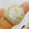 Anéis de casamento Noiva Talk Sweet Anel para Mulheres Baguettes Zircon Full CZ Cristal Nupcial Jóias Presente de Noivado 230920