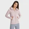 Lulule Coats Veste de course à pied pour femme, douce et cotonneuse, fermeture éclair complète, coupe ajustée, veste polaire d'entraînement athlétique avec poches