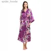 Kobiety Sleep Lounge Women Satin Satynowe szaty Kimono długie sanda sanna Suknia Kwiatowa Pawa drukowana impreza ślubna Druhna Boshobe L230920