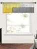 Cortina de pintura a óleo estilo abstrato amarelo curto tule meia cortina para porta de cozinha café pequena janela cortinas transparentes