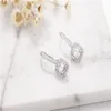 Damen-Ohrringe aus massivem 925er-Sterlingsilber, quadratisch, zusammengesetzt, SONA-Diamant-Ohrringe, Hochzeitsschmuck für Frauen, Geschenk gi173G