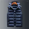 Gilets pour hommes 117kg 10XL Chapeau Détachable Gilet d'hiver Gilet en coton en coton sans manches Veste Automne Vêtements d'extérieur Plus Taille Manteaux 805