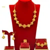 Colar brincos conjunto moda dubai banhado a ouro jóias para mulheres nigéria casamento pulseira anel acessórios de jóias de noiva 24k