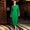 エスニック服の緑のドレス女性アバヤ・ジェラバ・カフタン・ドバイ贅沢イスラム教徒アフリカンフードドレス七面鳥イスラム教ローブフェム