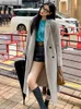 Mélanges de laine pour femmes Automne nouveau coréen solide manteau de laine 2023 femmes élégant en vrac à manches longues dame vêtements hiver Vintage Midi pardessus avec poche L230920