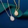 Märke ren 925 sterling silver smycken för kvinnor vatten droppe diamant hänge guld halsband söt härlig design fin lyx220s