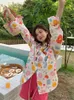 Damenblusen Harajuku Y2k Frauen Übergroße Strand Hawaiihemden Kawaii Niedliche Tops Chic Korean Fashion Casual Sweet