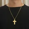 Bijoux en or / argent CNC Zircon Double croix carrée chaîne Rolo collier en acier inoxydable pour hommes élégants pour dames garçons cadeaux 3mm 24 pouces
