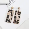 Boucles d'oreilles pendantes géométriques épaisses rectangulaires en cuir brillant d'ormeau pour femmes, vente en gros