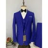 Men's Suits Men Suit Blazer Grey Navy Blue Notched Lapel Single Breasted Jacket Vest Pants Three Piece Slim Fit Wedding Luxury High Quality