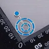 Pendentif Colliers Kongmoon Double Cercle Ocean Blue Fire Opal Silver Plaqué Bijoux pour femmes Collier