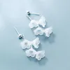 Boucles d'oreilles pendantes MloveAcc 925 en argent Sterling coquille blanche fleur pendentif grande goutte femmes bijoux de mode à la mode