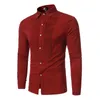 Men's Casual Shirts Red Men Shirt Tuxedo T-Shirts Bridegroom Wedding Long Sleeve Slim Fit Male Suit Camisa Business Wear Front Pleated