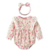 Conjuntos de roupas primavera bebê menina outfits 3-24 meses nascido floral boutique conjunto adorável roupas de aniversário macacão com bandana ternos infantis