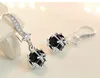 Boucles d'oreilles pendantes en argent sterling 925, goutte ronde, boule de Zircon noir, cadeau de noël, Micro incrustation de zircone cubique pour femmes, 2023 Blac