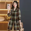 Mélanges de laine pour femmes Femmes classique Plaid mélange de laine manteaux automne hiver vêtements d'extérieur décontractés vert kaki tenues quotidiennes Tartan Tweed pardessus 2023 nouveau L230920