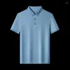 Mäns T-skjortor Solid Short Sleeved Mulberry Silk T-shirt för 2023 Summer Business Casual Polo Shirt Men Camiseta Masculina