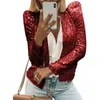 Women's Jackets Womens Long Sleeve Party Casual Cropped Coat Solid Color Sparkly Sequins Open Front Stand Collar Short Outwear