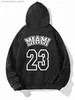 Moletons masculinos Moletons Miami 23 Art Hollow Letter Print Hoodie Homens Fleece Quente Hoody Trendy Roupas Casuais Outono Hip Hop Sportswear Street Pocket TopL230920