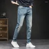 Jeans pour hommes Pantalons de printemps pour hommes Stretch Slim Fit Denim Bleu clair Pantalon décontracté Homme Kpop 2023 Vêtements d'automne