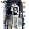 Herensweaters ZAZOMDE Wintertruien voor mannen Trui met doodshoofdpatroon Mode Losse trui Trendstraat Hiphop-gebreide truien J230920