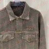 Fashion Patchword Denim Jacket Designer Letter Short Style Jean Coats Autumn Warm Long Sleeve Denim Cardigan Jacket