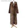 Kvinnors päls faux päls 2023 Autumn Winter Leopard Print Women Coat mode streetwear casual elegant kläder pälsjacka Rabbit Hair High-end Pretty L230920